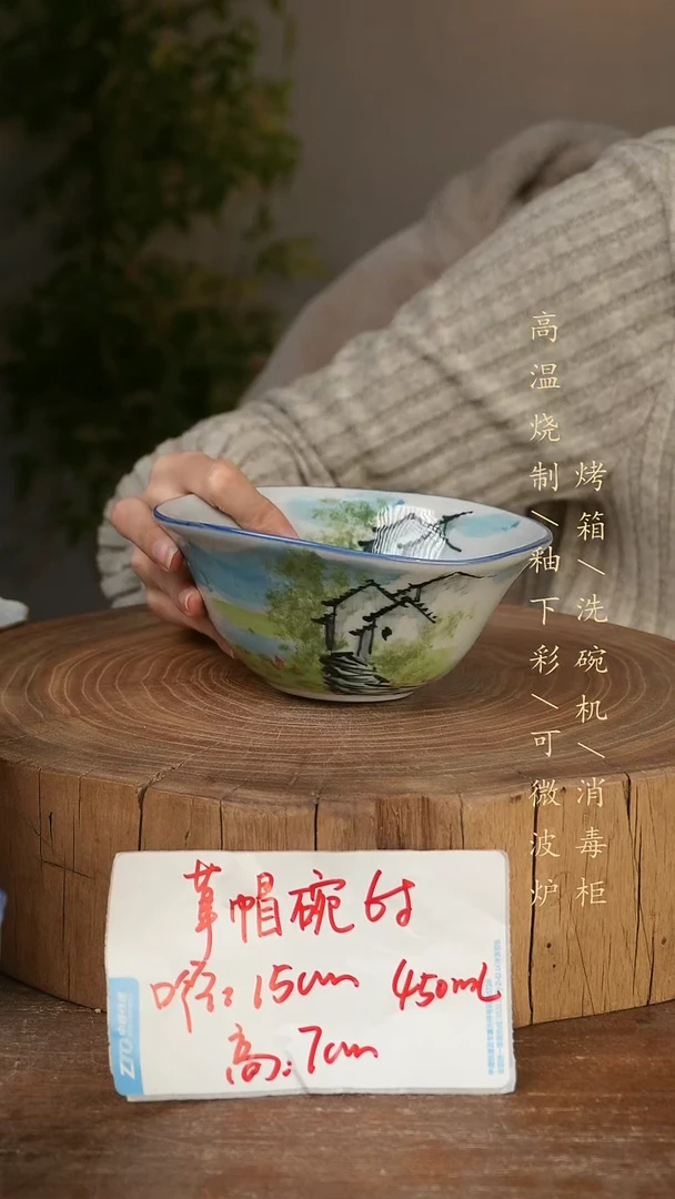 碗瓷景德镇手工手绘高温瓷釉下彩