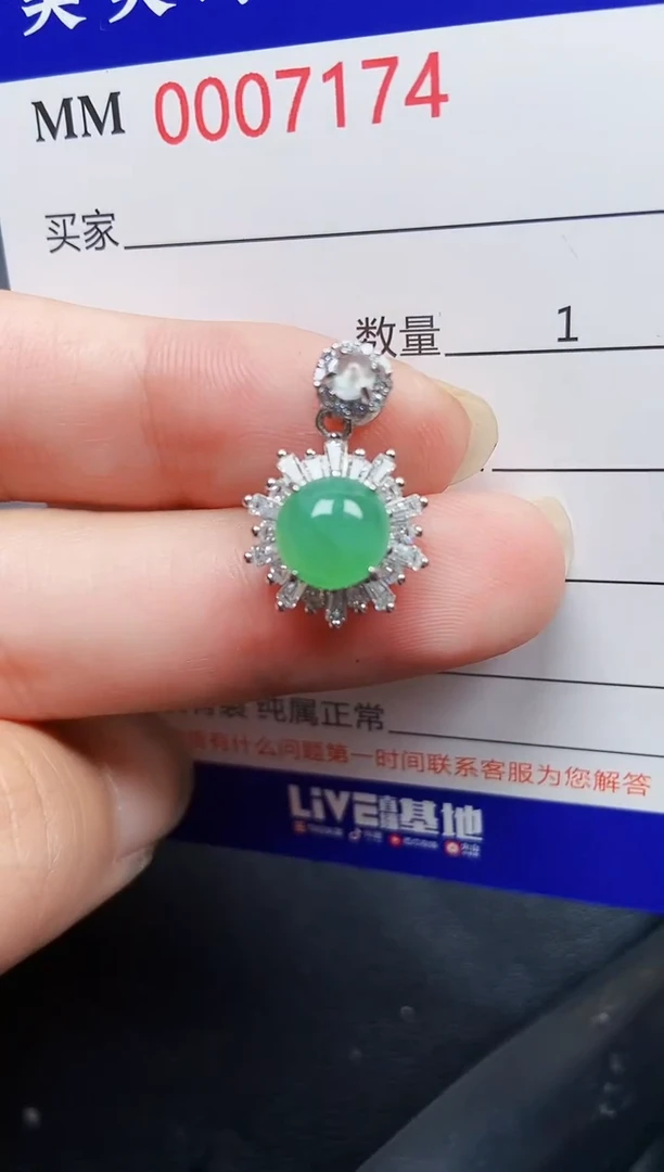 翡翠银S925镶嵌颈饰71174