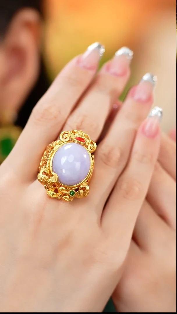 银S925镶嵌戒指翡翠新款