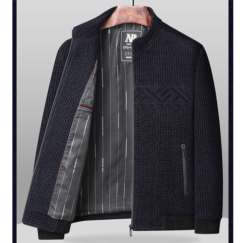 维麦帕通WENMAPAETON男士夹克秋冬季新款加厚休闲立领中年爸爸装