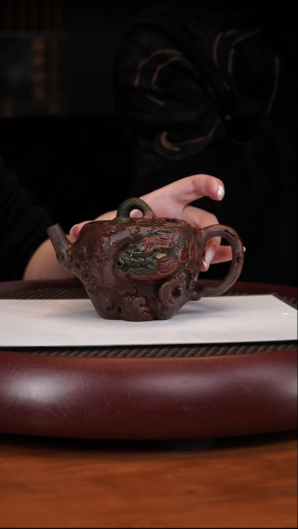 【闪购商品】紫砂茶壶1-32高水波鱼化龙老青段220CC