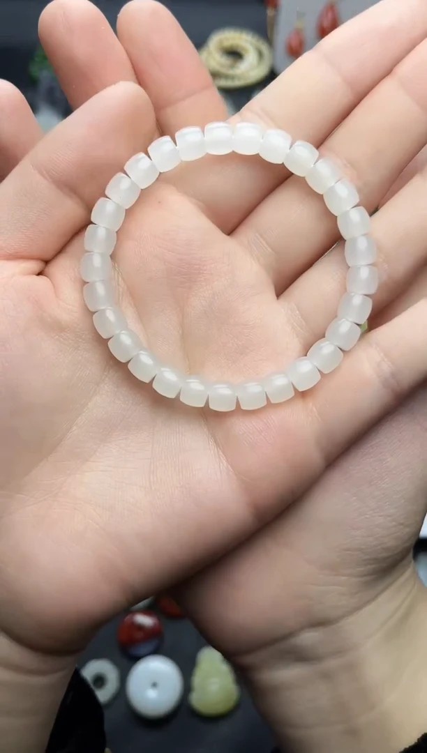 未镶嵌手串和田玉白玉直切手串06
