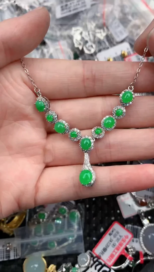 银S925镶嵌戒指翡翠444            1