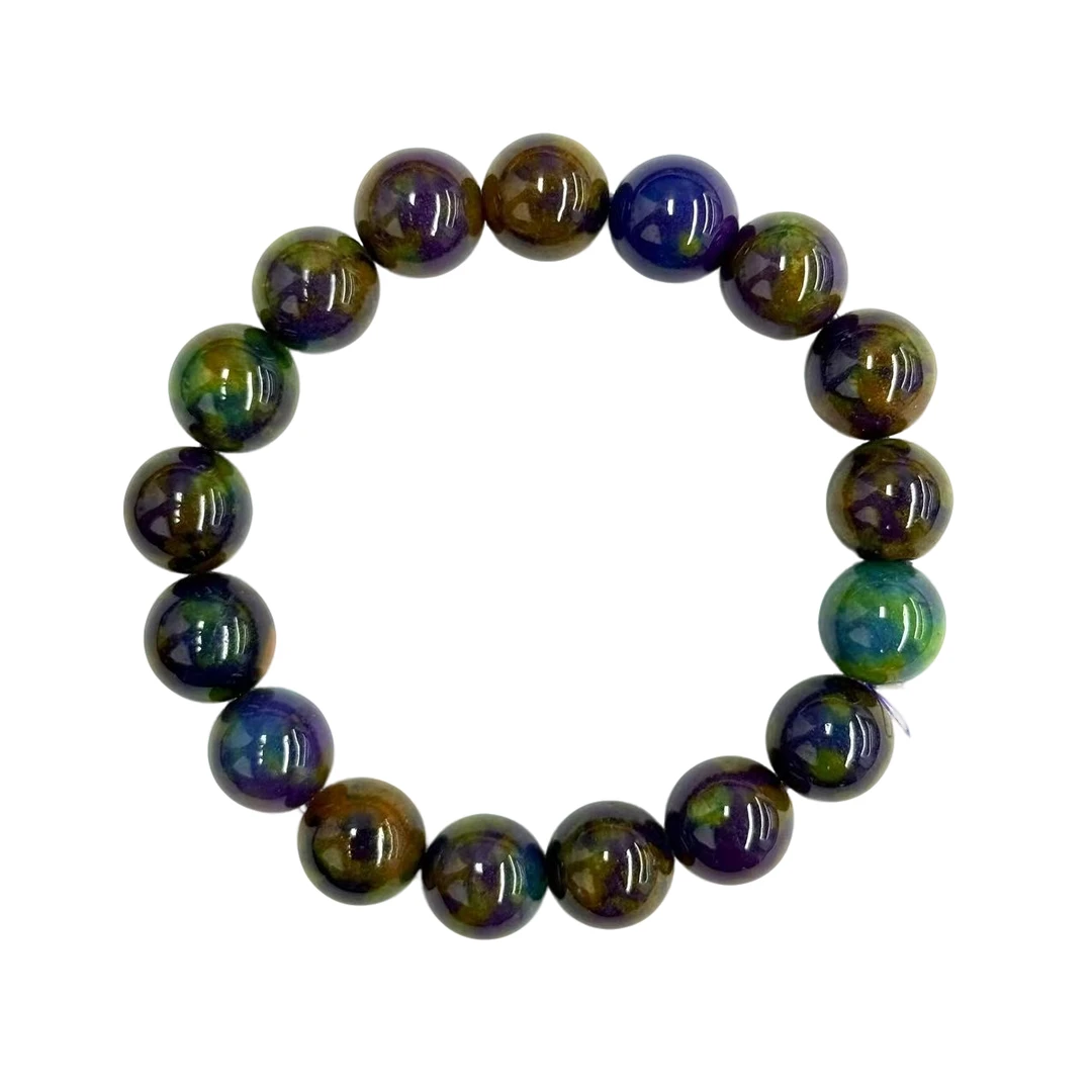 【符老板】s1440-国风设计款七彩药王玛瑙圆珠手串-多样性只发一件