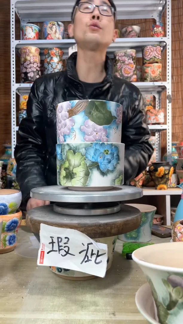 【闪购商品】摆件305陶花岛多肉陶瓷花盆罐——微瑕