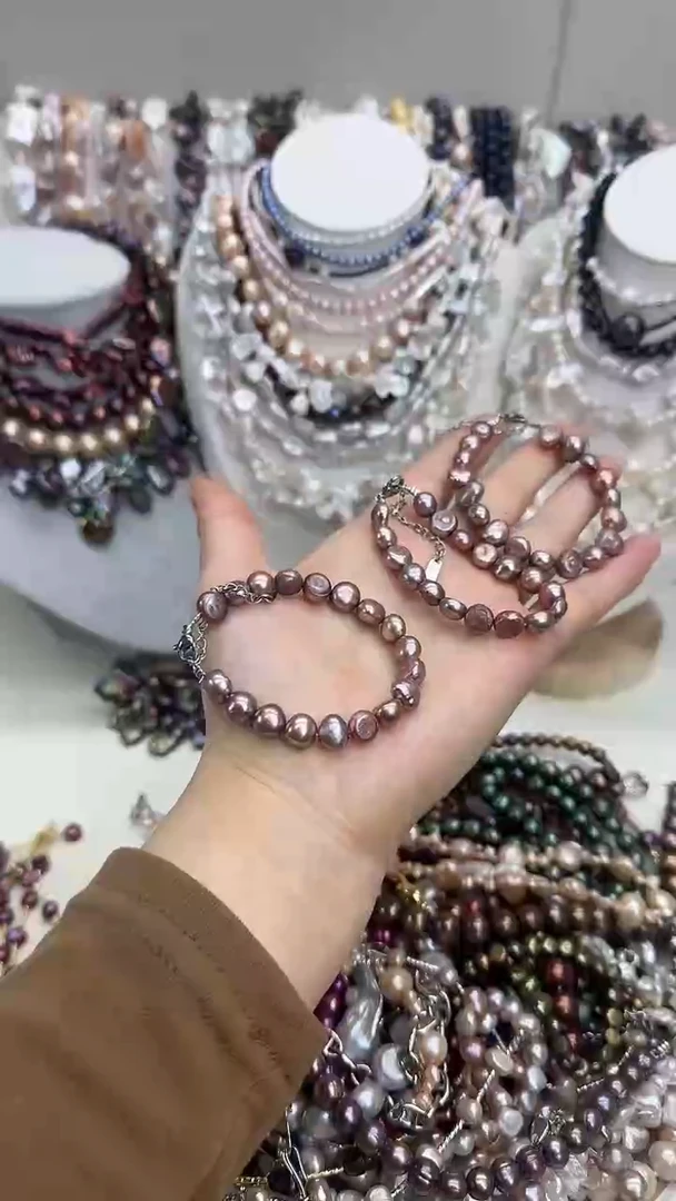 颈饰银S925镀金镶嵌淡水珍珠1