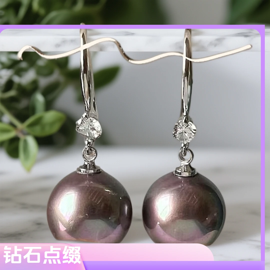 铜合金耳饰 耳环简约经典紫色耳勾气质高贵时尚百搭耳饰