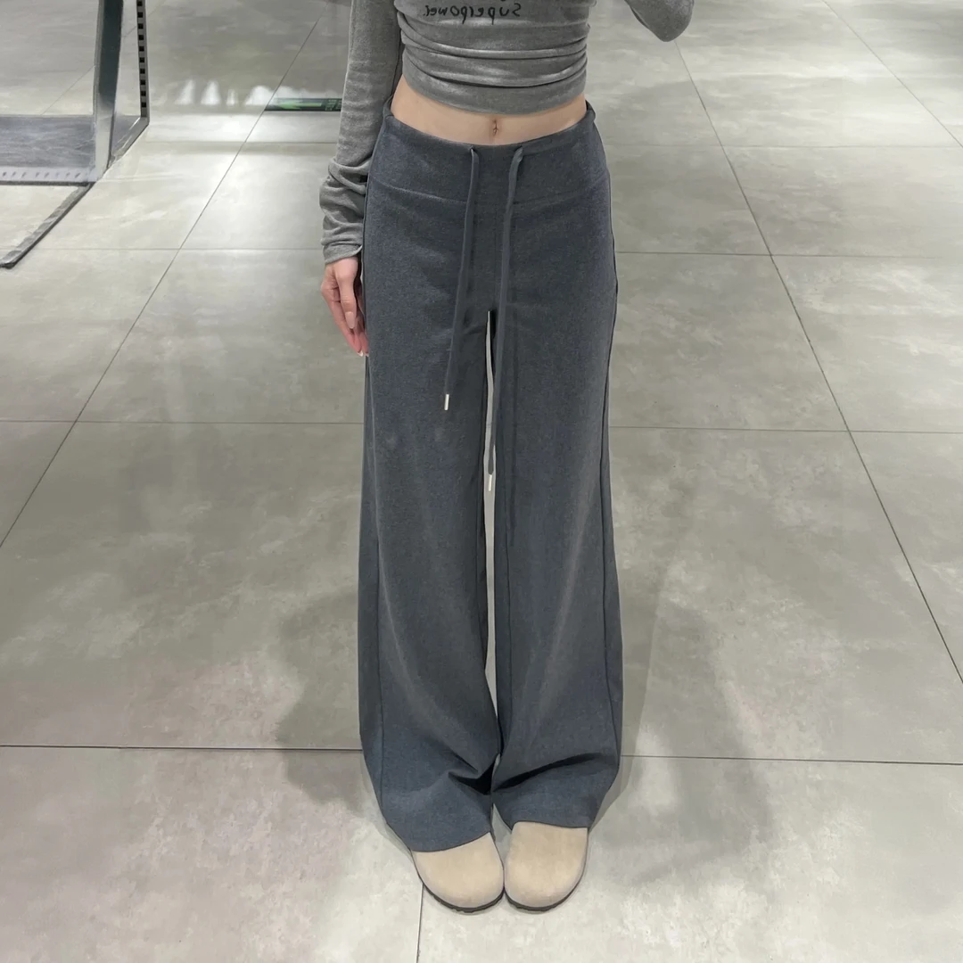 爆款lulu裤升级百搭高腰垂感美式时尚加绒提臀休闲阔腿裤