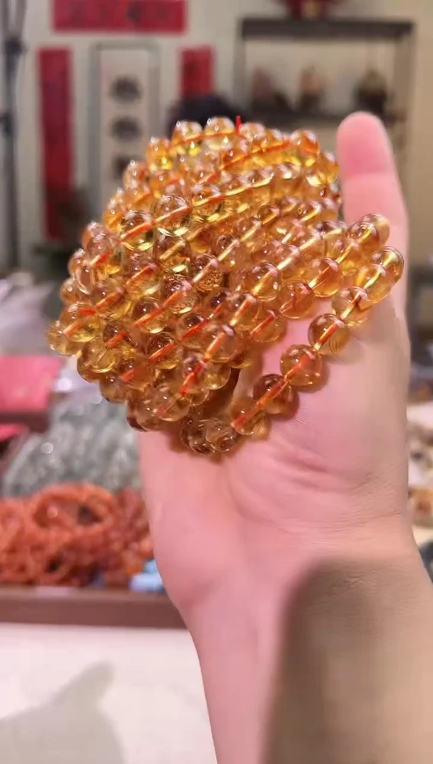 黄晶手链未镶嵌9mm+巴西金红暴力黄（多样性发一）