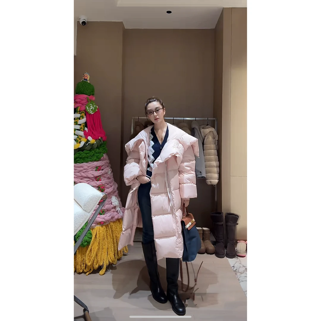 FOREVERCAN白鸭绒加厚长款大翻领连帽羽绒服SC20459