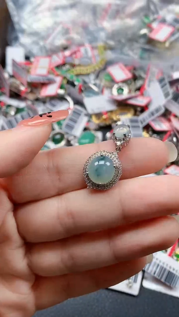 银S925镶嵌戒指翡翠天然A货缅甸翡翠