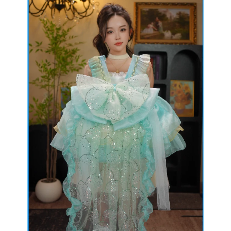 AODUOSEN/奥多森夏季【现货】高端定制花仙子女童洛丽塔汉服连衣裙