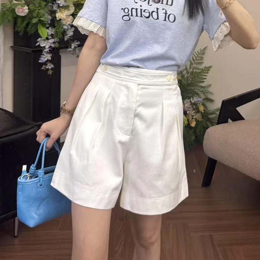 高品质高腰显瘦简约百搭阔腿休闲短裤#SY25056