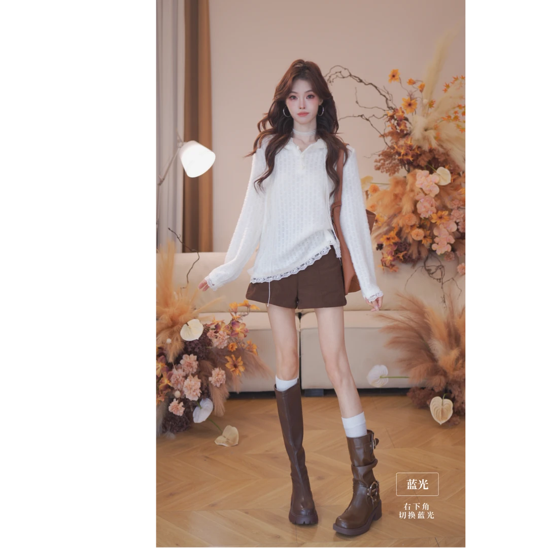 曾小咸 洋气休闲蕾丝连帽上衣衬衫ZA54TXF0675