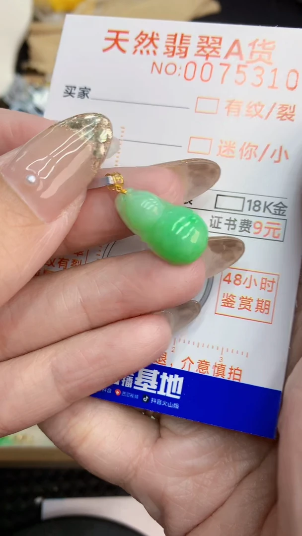 翡翠18K金镶嵌颈饰             8