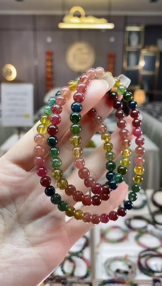 【闪购商品】碧玺三圈手串6mm+未镶嵌一物一证dan