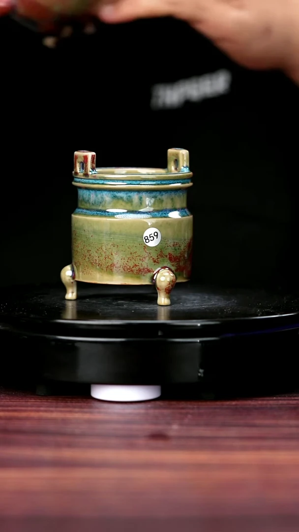 杯子859#李盼龙一级原矿钧瓷冲耳马蹄圆炉