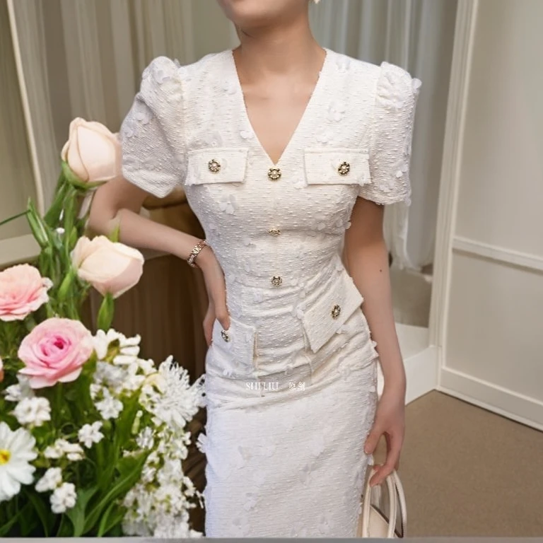 夏季新款白色修身时尚女装连衣裙显瘦百搭夏季21784