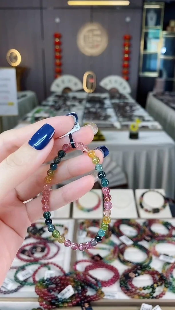 未镶嵌老矿碧玺彩虹单圈手串5mm+碧玺dan多样性发货一条