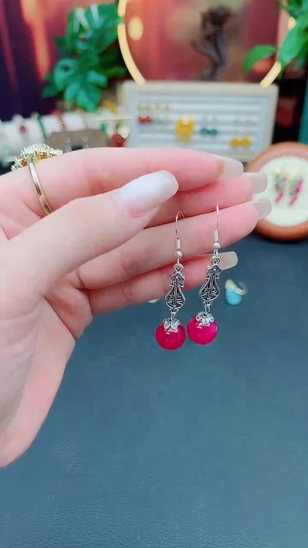 玛瑙/玉髓耳饰银S925镶嵌205000