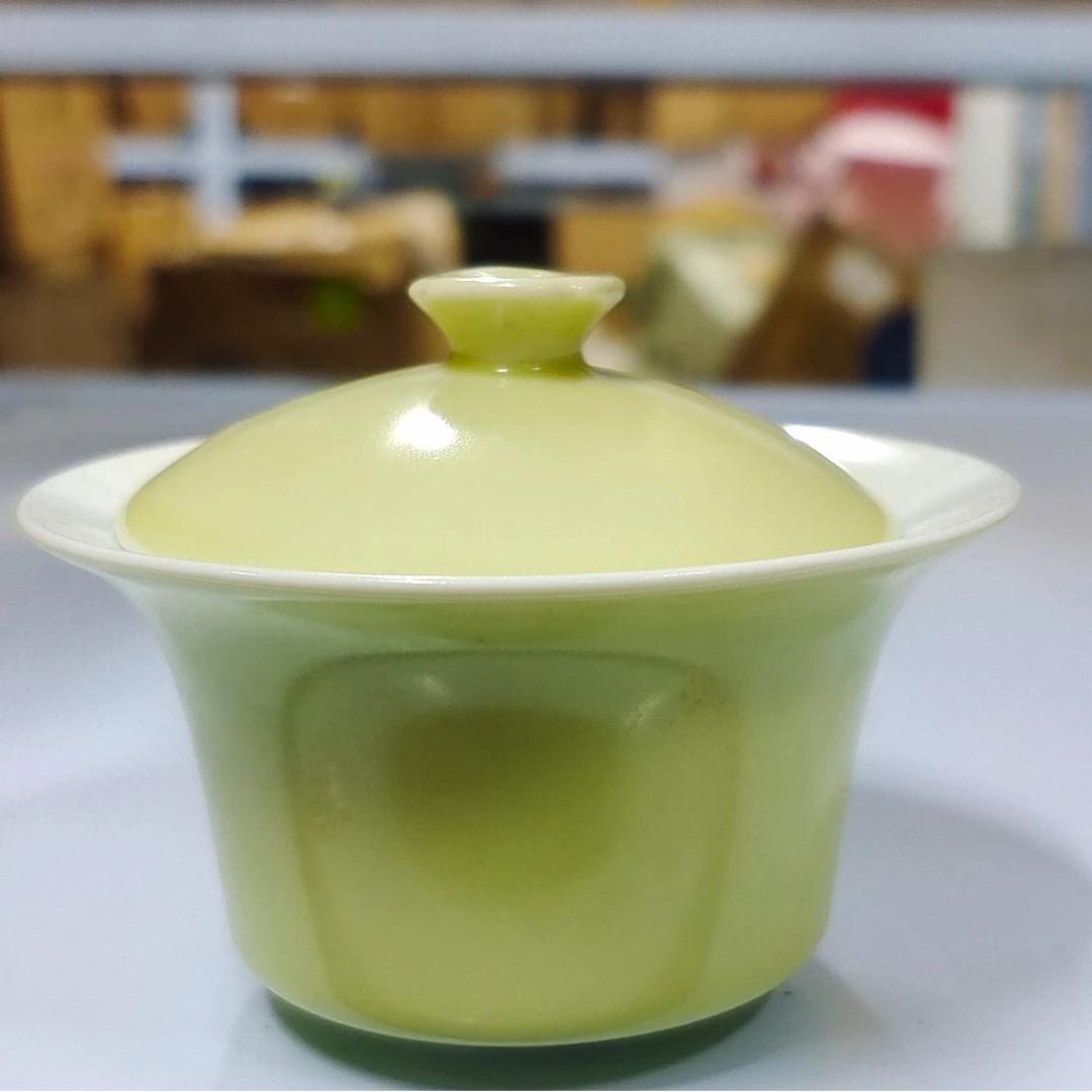 【黄色捧月盖碗】盖碗茶器茶饮