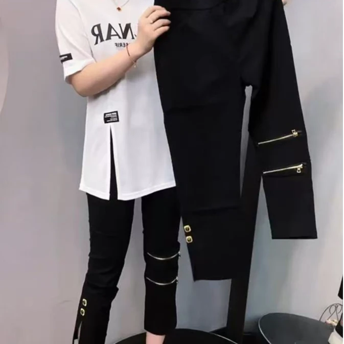 洋气外穿直筒裤女2025夏季新款气质减龄高腰显瘦拉链设计网红同款