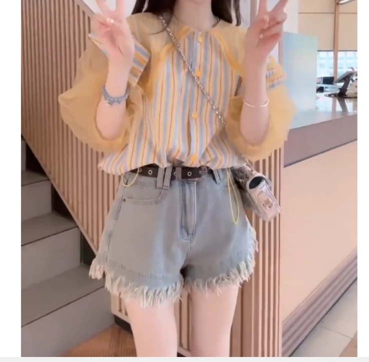 2025夏季新款女装网红气质修身百搭洋气上衣裤子女惜v-1