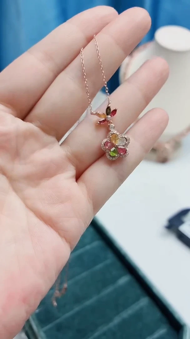 银S925镶嵌吊坠碧玺1110ZB527产品一个（多样性）