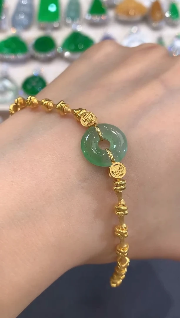 足金镶嵌手链翡翠a9多样性一件发货