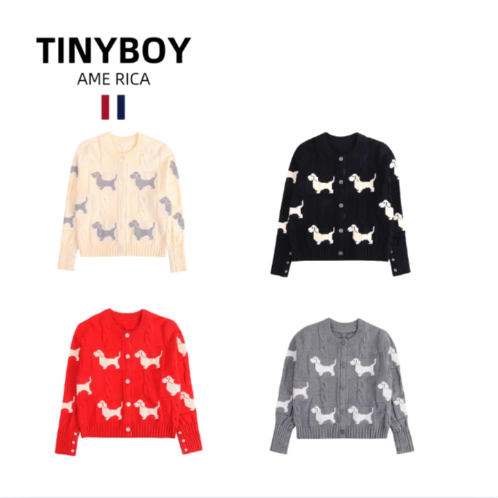 TINYBOY狗狗图案开衫毛衣针织衫男女同款 秋冬设计师款