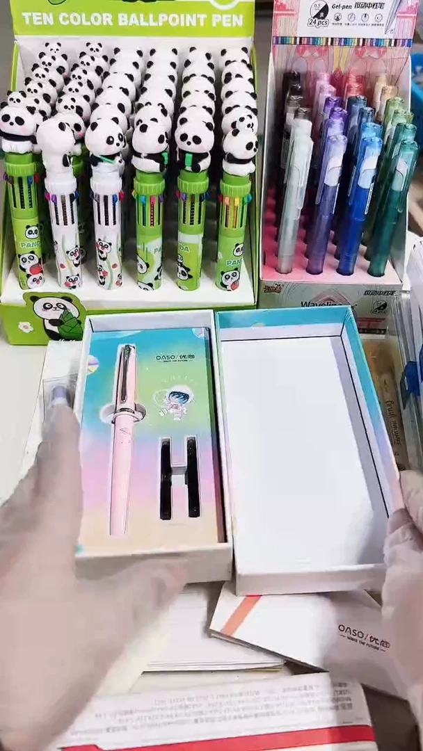优尚A8116财务钢笔(星空粉)小尖旋转式配墨囊1+2(小盒)--1小盒