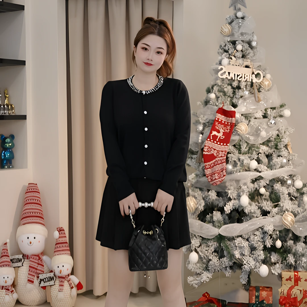 梦丞大码女装气质简约宽松显瘦遮肉开衫胖MM大方温柔针织衫上衣