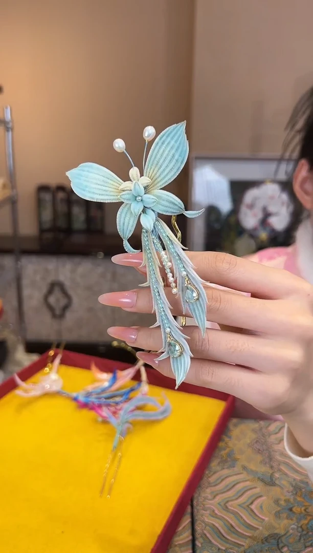 刺绣非遗绒花（发饰）