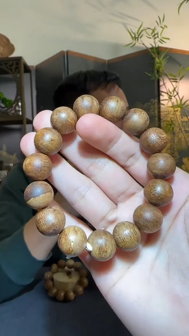【闪购商品】沉香手串单圈金沙叶圆珠1.4/13g