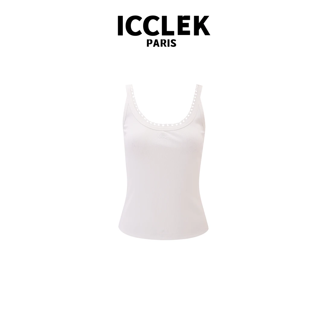 ICCLEK 白色时尚打底背心 百搭  -7084