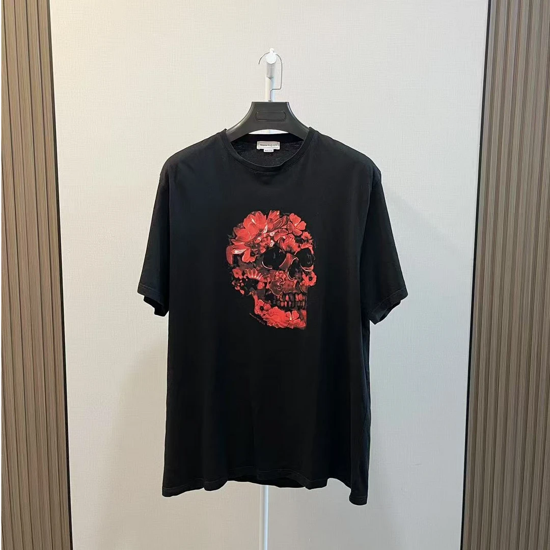 99新 Alexander McQueen/亚历山大·麦昆 /字母logo黑色短袖/XL码