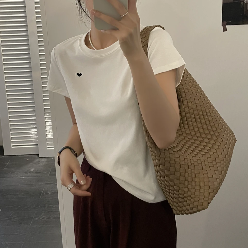 「减龄小眼睛刺绣」透气赛罗棉短袖T恤 夏季韩版休闲百搭显瘦Z504