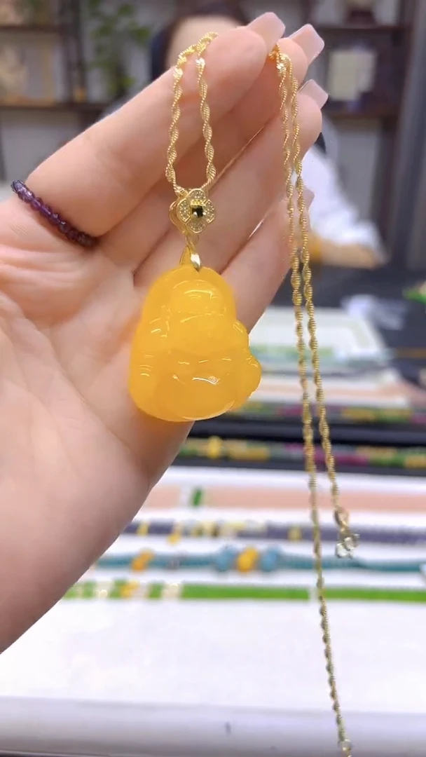 银S925镀金镶嵌吊坠(赠链)蜜蜡DIY款D32