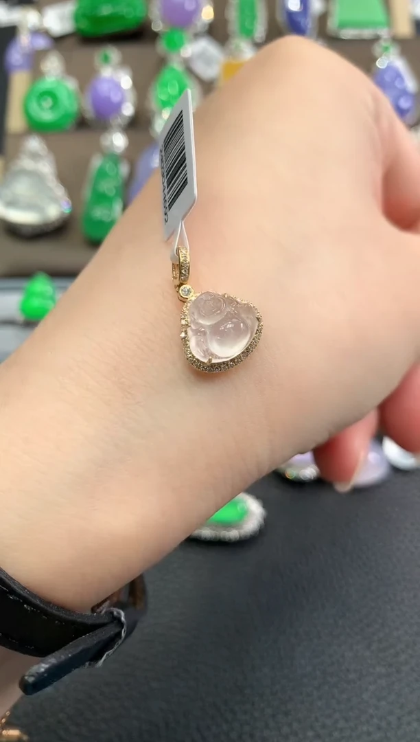 翡翠18K金镶嵌吊坠(不含链)春日珠宝 D8