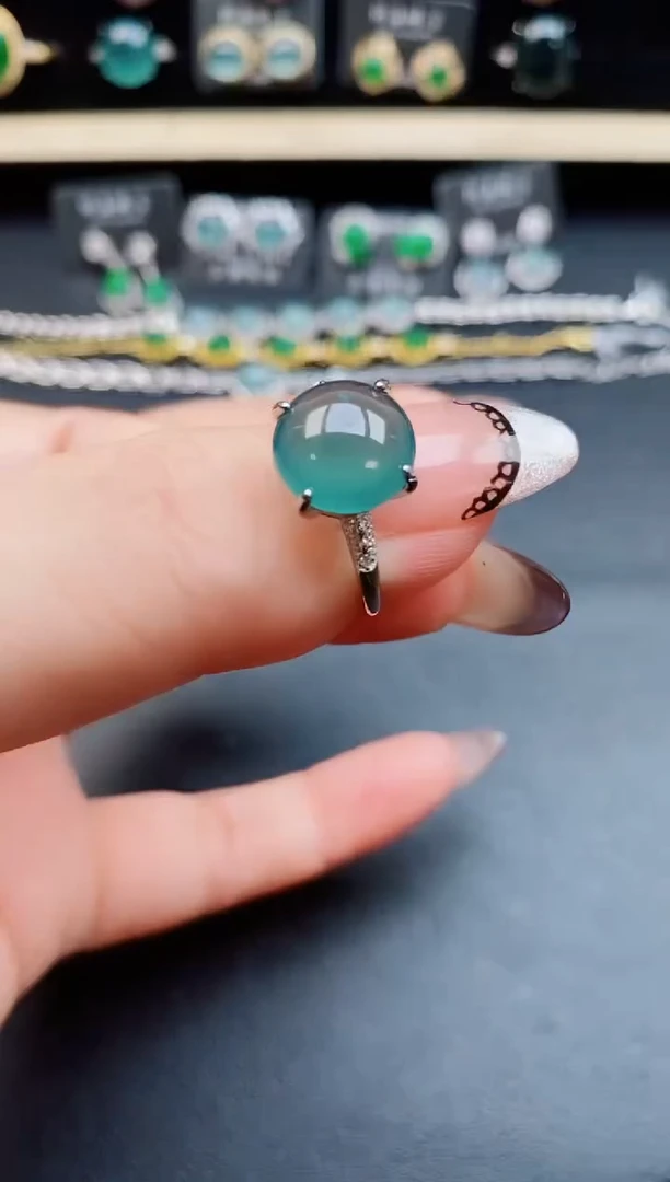 翡翠戒指银S925镶嵌8050