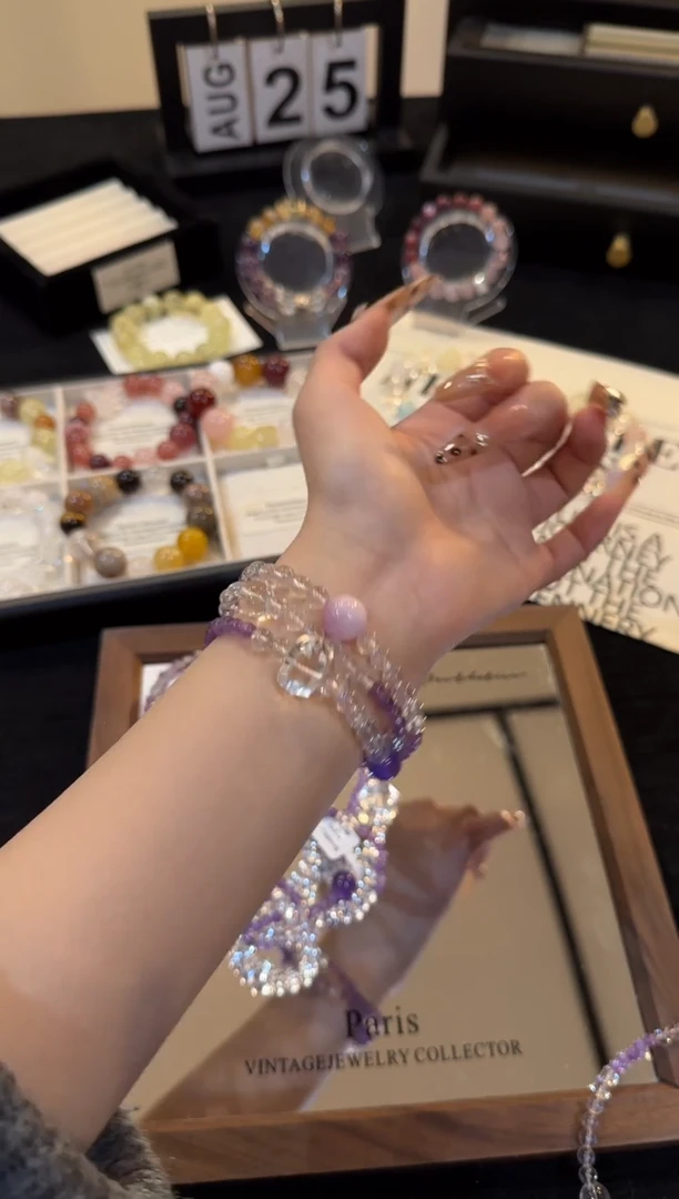 未镶嵌手链水晶紫水晶三圈x2514