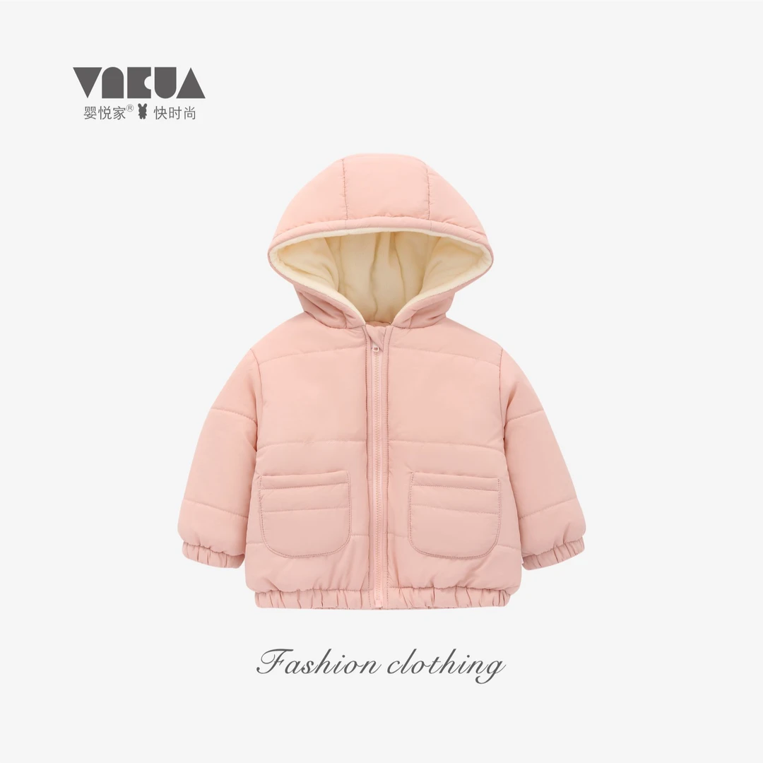 婴悦家女童保暖冬季时尚加厚洋气萌宝连帽外套2600g 98865预售