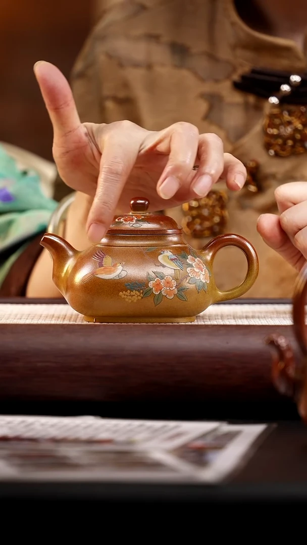 茶壶紫砂红金砂四方玉露250cc