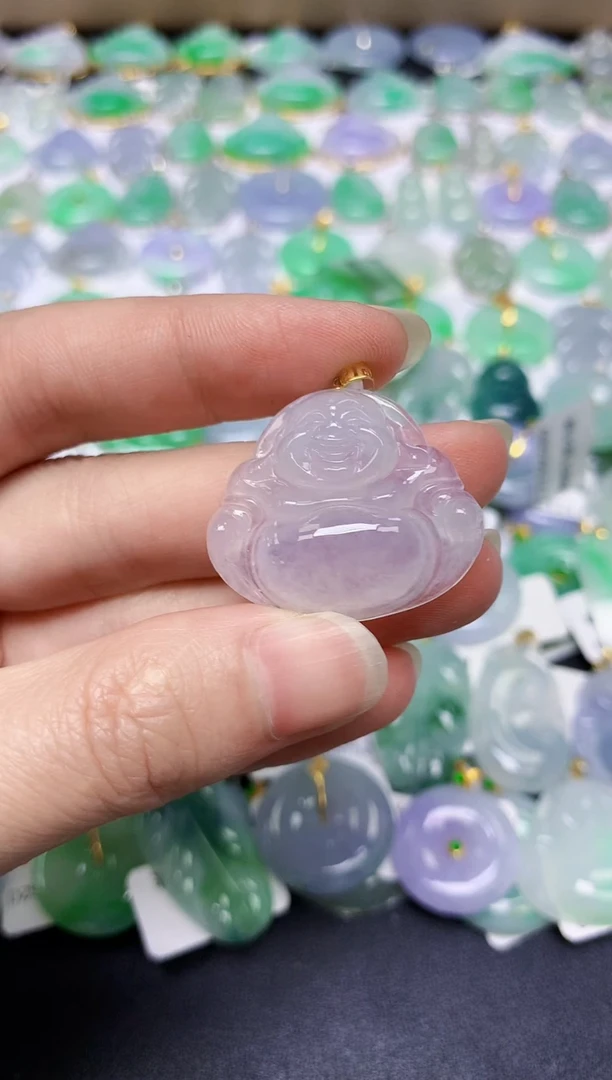 翡翠18K金镶嵌颈饰天然缅甸翡翠A货