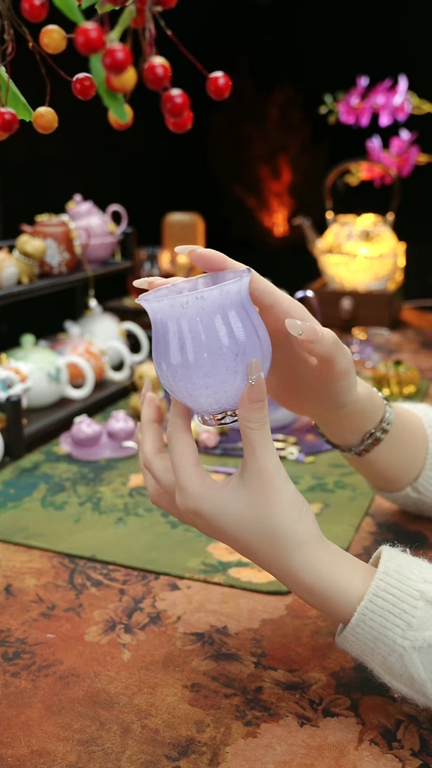 【闪购商品】紫色水晶琉璃水仙主人杯110cc