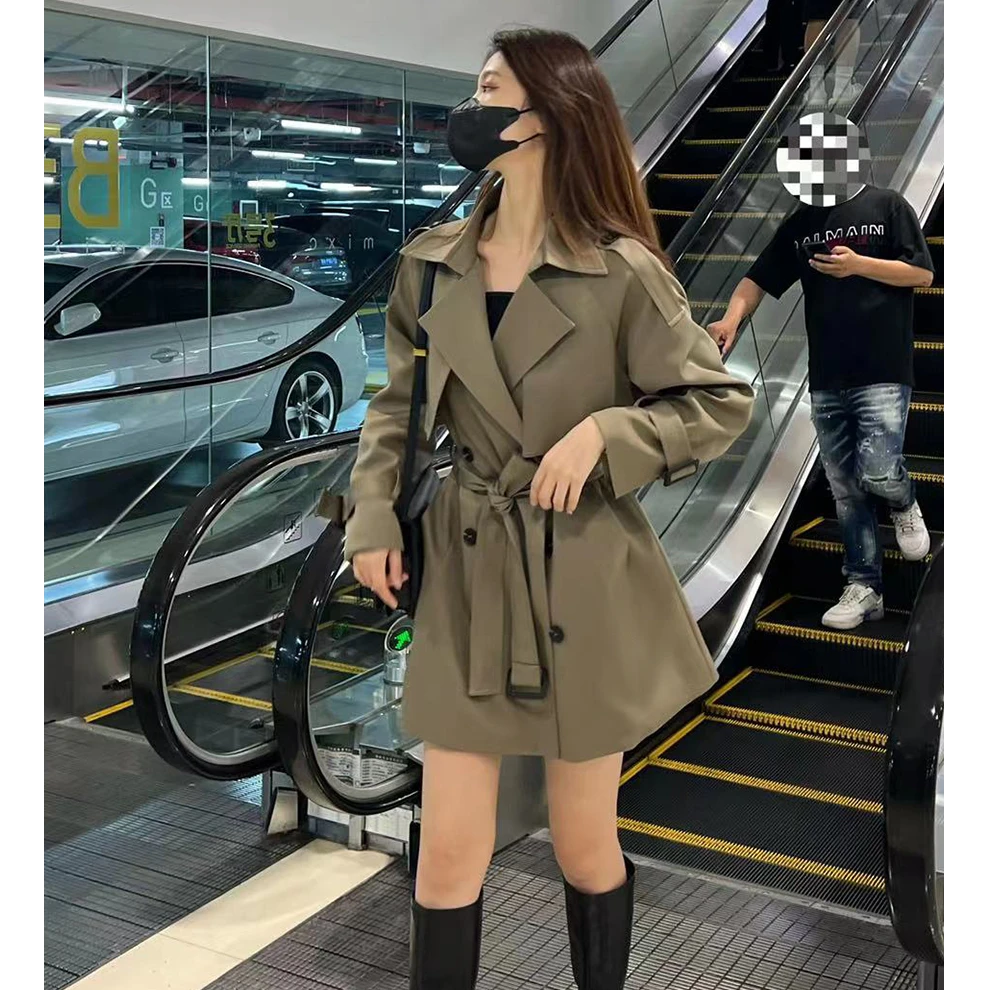 风衣女春秋季新款小个子重工装中长款高级感大衣短款外套F17