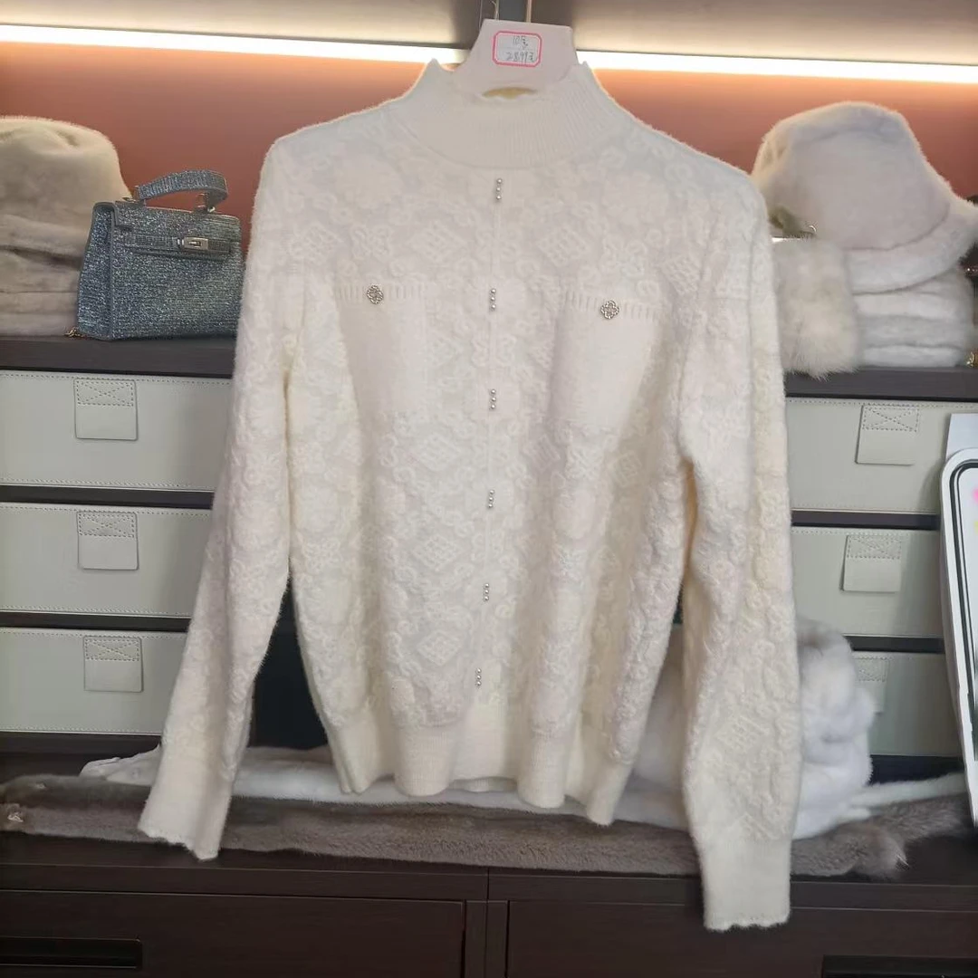 286冬季拼接提花毛针织衫针织衫百搭圆领秋冬气质时尚衫