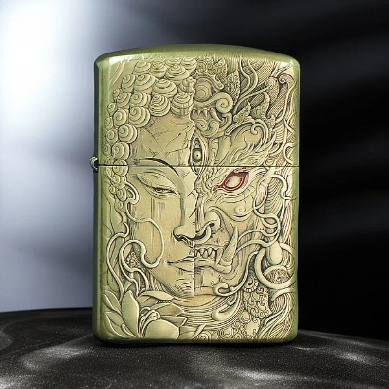 ZIPPO/之宝佛魔一念间官方正品紫铜贴片盔甲填漆男士立体工艺DYJ1