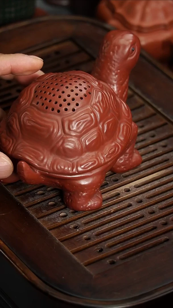 茶壶紫砂宜兴紫砂朱泥乌龟茶漏
