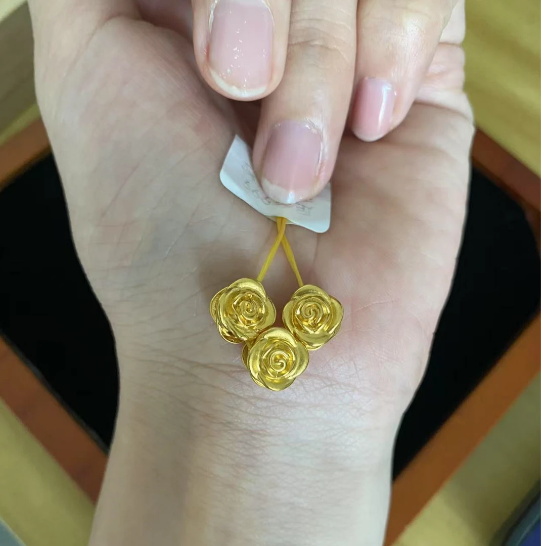 玫瑰花套装三个足金999